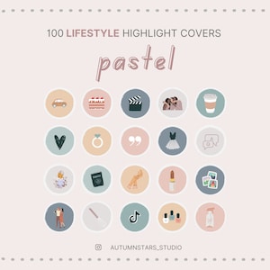 100 PASTEL Lifestyle Instagram Story Highlight Icons Covers Pink Purple Mint Everyday Influencer Blogger