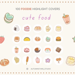 100 CUTE FOODIE | Food Blogger, | Foodie | Instagram Stories Highlight Covers | Food Reviews | Instagram Post |