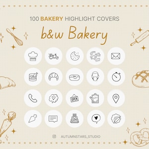 100 BAKERY BLACK WHITE Instagram Story Highlight Icons / Covers Chef Pastry Cake Cakes Patisserie Sweets Cupcake Cupcakes Baker Business