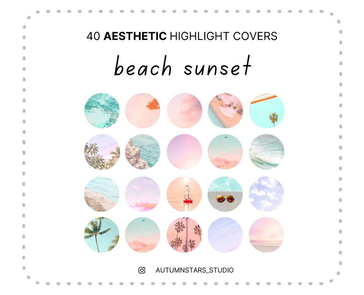 40 Aesthetic BEACH SUNSET Instagram Story Highlight Covers Pastel Highlight,  Aesthetic Story Highlights, Pink Stories, Pink and Blue 
