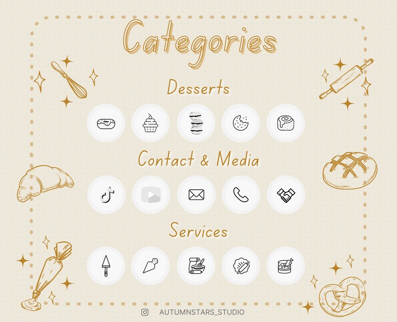 100 BAKERY BLACK WHITE Instagram Story Highlight Covers Etsy