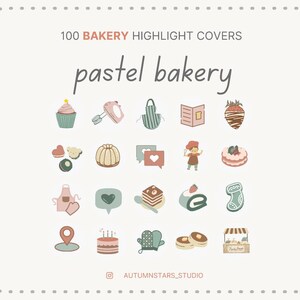 100 PASTEL BAKERY Instagram Story Highlight Covers Cake Instagram | Bakery Highlights | Baking Icons | Cakes Instagram | Bakery Instagram
