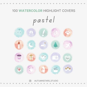 100 WATERCOLOR PASTEL Instagram Story Highlight covers , pastel icoms stories, colorful watercolor highlights lifestyle