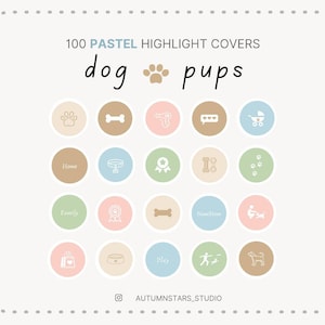 100 PASTEL DOG Instagram Story Highlight Icons Covers , Pastel dog icons , pink dog highlights stories , pastel dog stories for instagram