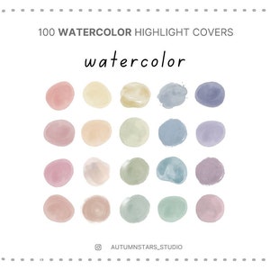 100 WATERCOLOR Instagram Story Highlight Icons Covers , pastel watercolor highlights,  watercolor circle highlight stories for instagram