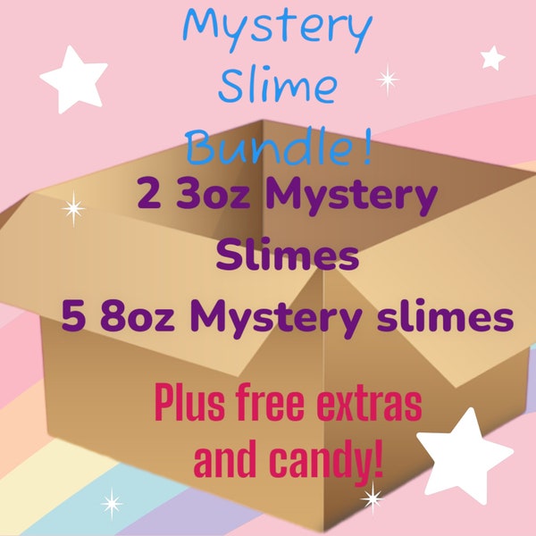 7 Slime Mystery Box! Five (5) 8oz slimes and (2) 3oz slimes! FREE shipping eligible. Affordable gift! Great birthday gift too!