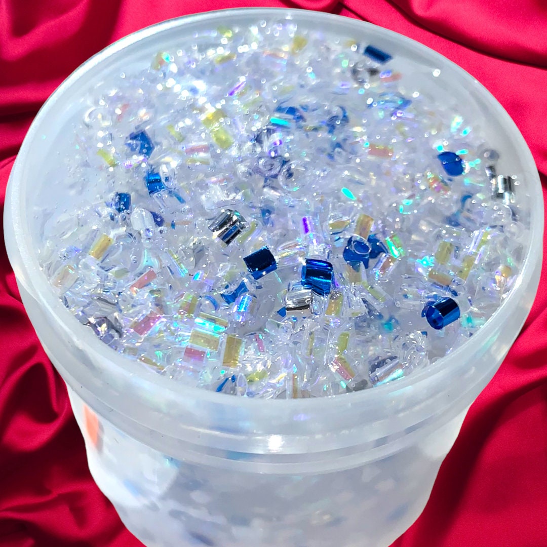 Aquamarine iridescent Tube confetti bingsu beads – luvasupplies