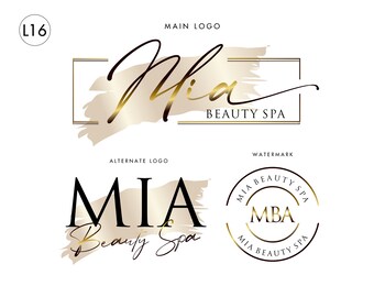 Logo prefabbricato, design logo personalizzato, logo in lamina d'oro rosa, design del logo, logo di bellezza, logo del salone, logo della firma, logo elegante