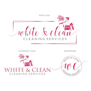 Aquarell Reinigung Services Logo Design: Vorgefertigtes Pinkes Logo