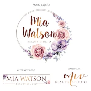 Watercolor Flower Logo: Premade Floral Circle Logo