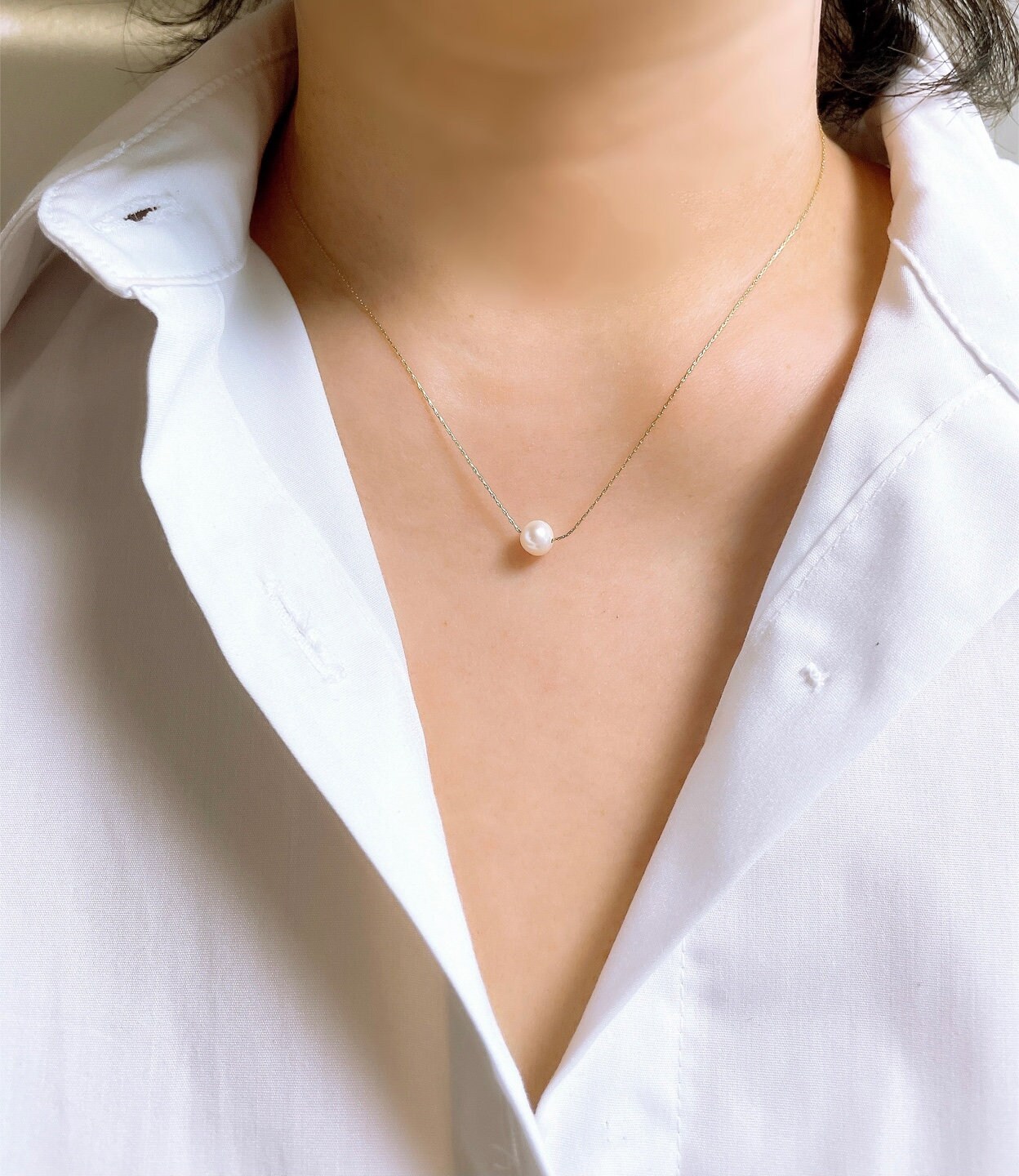 Pearl Necklace, Adjust Length Necklace,dainty Pearl Necklace,pendant