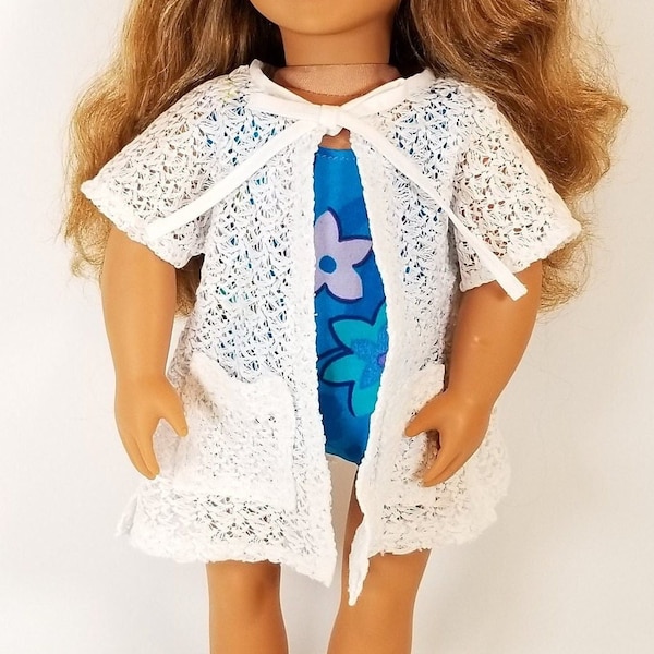 Bathing suit and beach coverup for 18 inch dolls/Fits like American doll clothing/ 18 inch doll clothes/ 18" Doll Clothes for American Girl