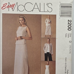 May include: McCall's sewing pattern envelope showing a woman in a sleeveless top and long skirt. The envelope includes images of different outfit variations, with the text "Easy McCall's" and "Non-Stop Wardrobe". The size is D (12,14,16).