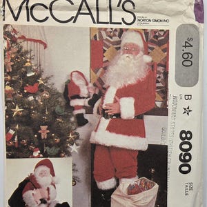 McCalls 8090 Jultomtekostymväska och dockmönster på 65 cm, storlek Large, OSKRIDNA/FÄRGADE, 1982