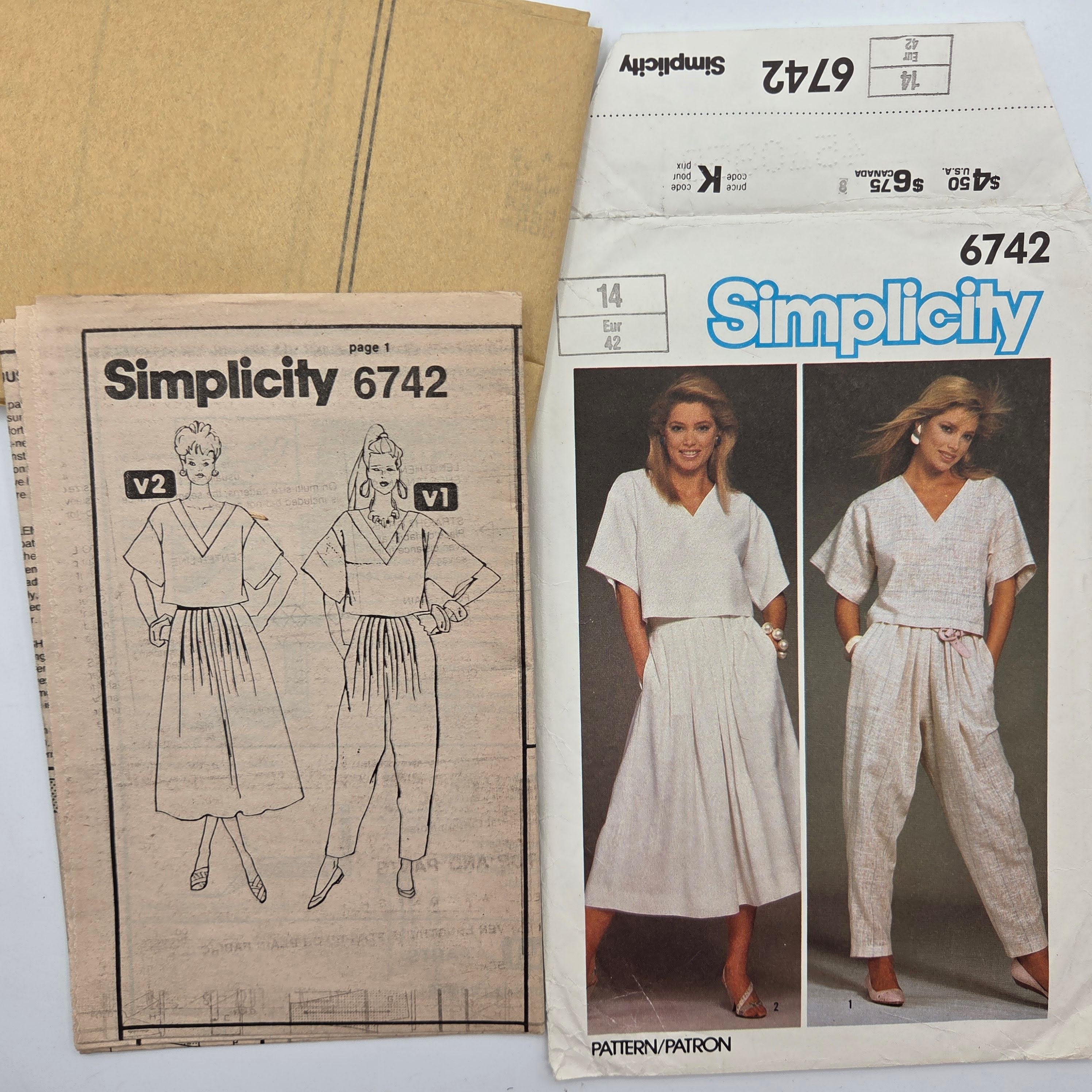 Simplicity 6742 Misses' Easy-to-sew Top Skirt & Pants, Uncut/ff Size 14 ...