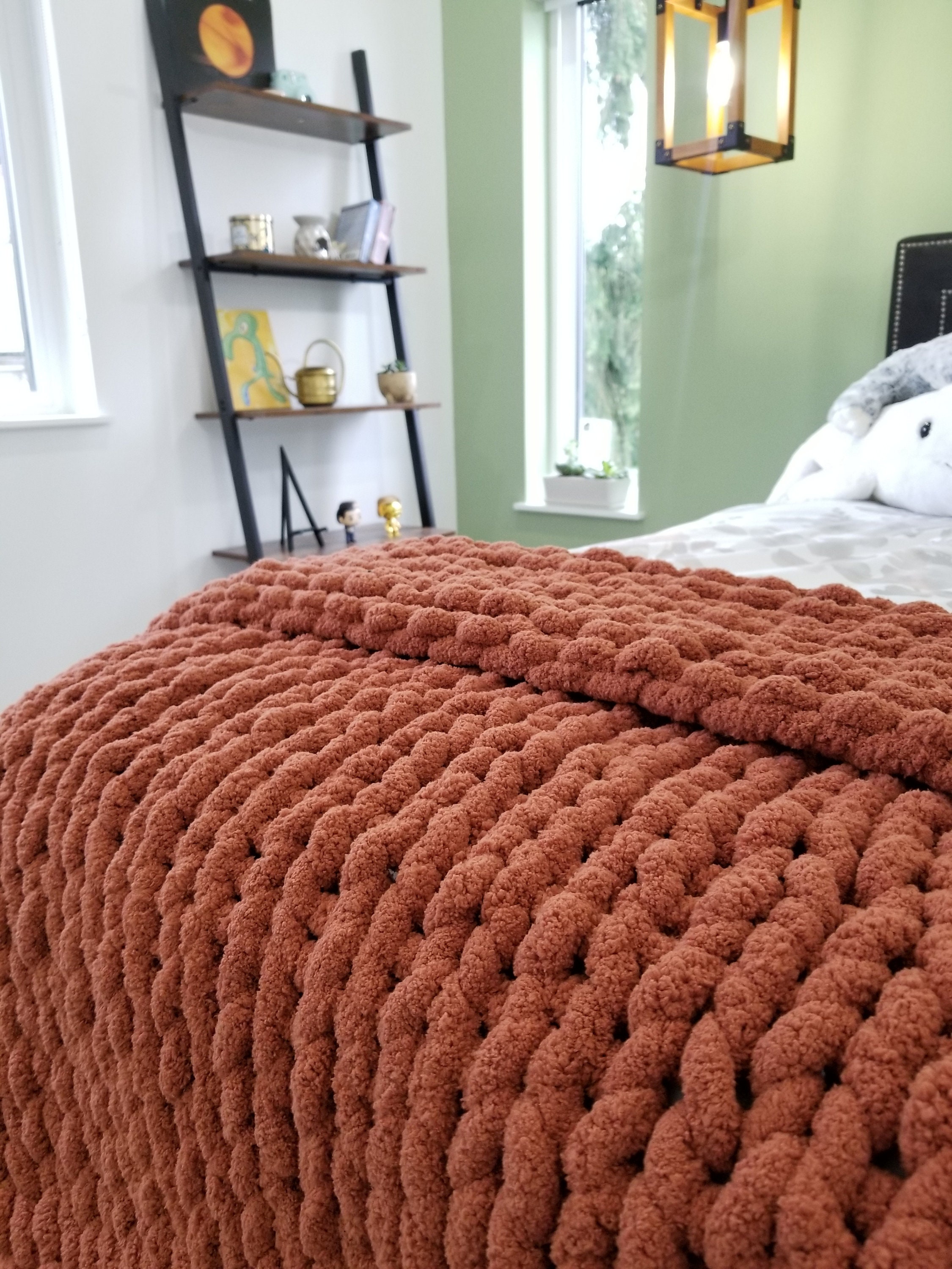 Chunky Knit Blanket in Jumbo Chenille Yarn Etsy