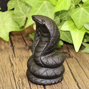 2&#39;&#39; Obsidian Sculpture snake-Natural Obsidian carved snake-Hand Carving snake gifts-birthday gift-obsidian snake statue