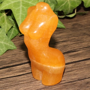 3&#39;&#39; orange calcite female body/model, Crystal Carving girl, Hand Carving female statue, Crystal healing, Crystal carving gift, model gifts