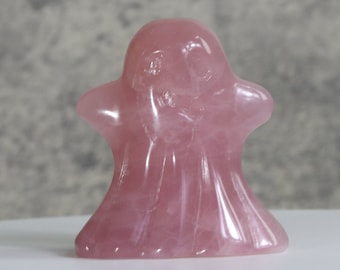 2'' Halloween Rose Quartz Carving, Pink Crystal Sculpture, Witchy Altar Decor, Unique Spiritual Gift