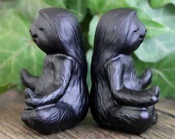 1 piece Obsidian carved Sloth-Hand Carving Cartoon animal Pokemon-birthday gift-Obsidian Sculpture-Crystal healing-Obsidian gift