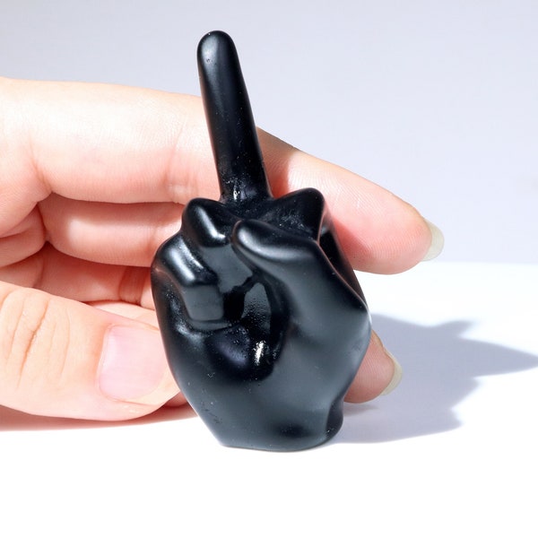 Middle Finger Crystal Obsidian Etsy