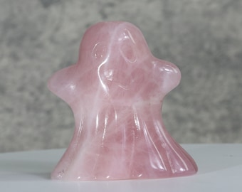 2'' Natural rose quartz ghost, crystal ghost statue, Halloween crystal Ghost gift, Crystal healing, Crystal ghost gift, ghost carving