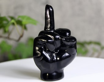 3.5'' Natural obsidian middle finger full polished, crystal middle finger statue, middle-finger gifts, middle finger figurine