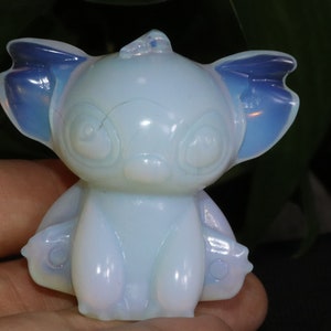 2&#39;&#39; Synthetic opal carved Stitch, crystal Cartoon animal, crystal Stitch gifts, Stitch statue, Stitch figurine, opal Stitch