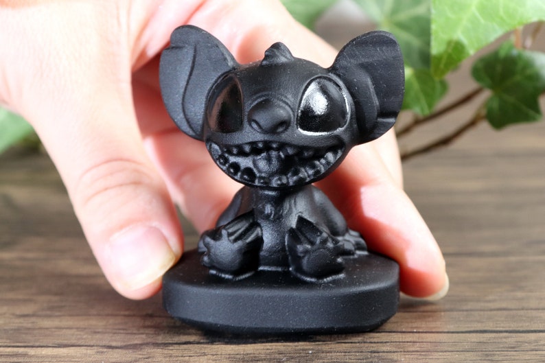 2'' Natural obsidian Stitch statue, crystal Stitch gifts, Stitch statue, Stitch figurine gifts, obsidian Stitch, crystal Cartoon animal image 6