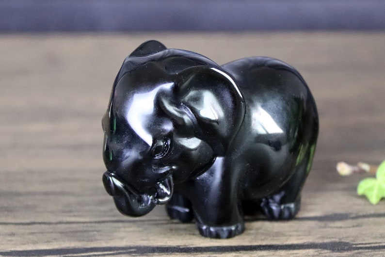 3/'/' Obsidian carved elephant Elephant gifts,Animal carving Elephant decor birthday gift,Obsidian Sculpture,Crystal healing,Obsidian gift