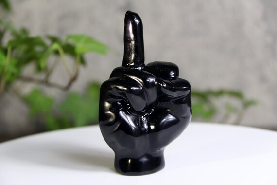 3.5'' Natural Obsidian Middle Finger Full Polished, Crystal Middle Finger  Statue, Middle-finger Gifts, Middle Finger Figurine 