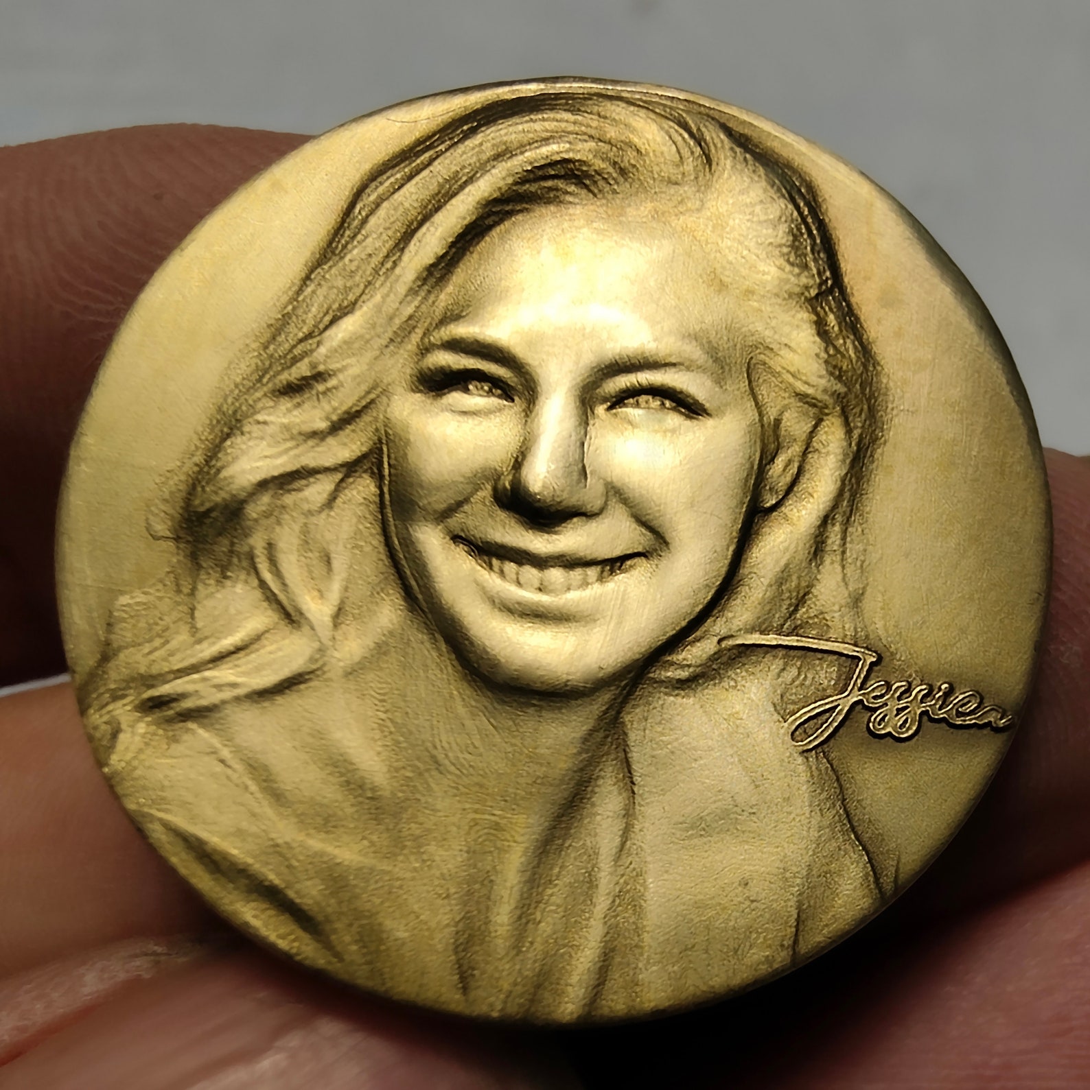 Customized Brass Portrait Relief Carving, Portrait Relief Pendant, Name ...