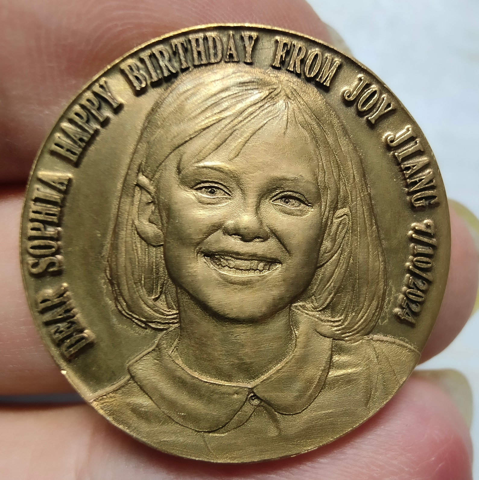 Customized Brass Portrait Relief Carving, Portrait Relief Pendant, Name ...