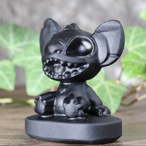 2'' Natural obsidian Stitch statue, crystal Stitch gifts, Stitch statue, Stitch figurine gifts, obsidian Stitch, crystal Cartoon animal image 3