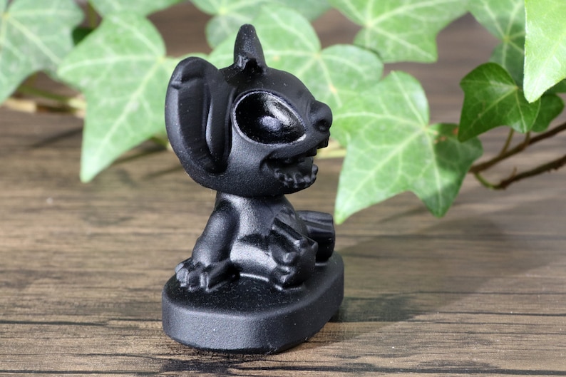 2'' Natural obsidian Stitch statue, crystal Stitch gifts, Stitch statue, Stitch figurine gifts, obsidian Stitch, crystal Cartoon animal image 4