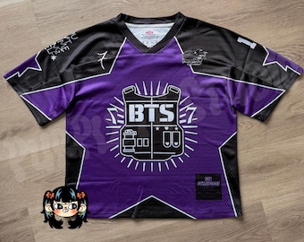 Oversized Bangtan Purple Star Jersey Inspired BTS Swipe for size chart