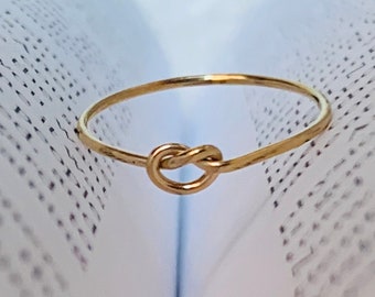 Gold Filled Love Knot Ring - Thin 14K Gold Filled Ring with Love Knot - Tiny Ring - Gold Filled Stacking Ring - 1mm - Valentine's Day Gift