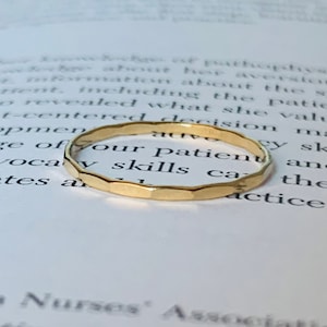 Gold Hammered Ring - 14K Gold Filled Hammered Ring - Thin Band Ring - Gold Filled Stacking Ring - 1.5mm Stack Ring - Gifts for Her - Dainty