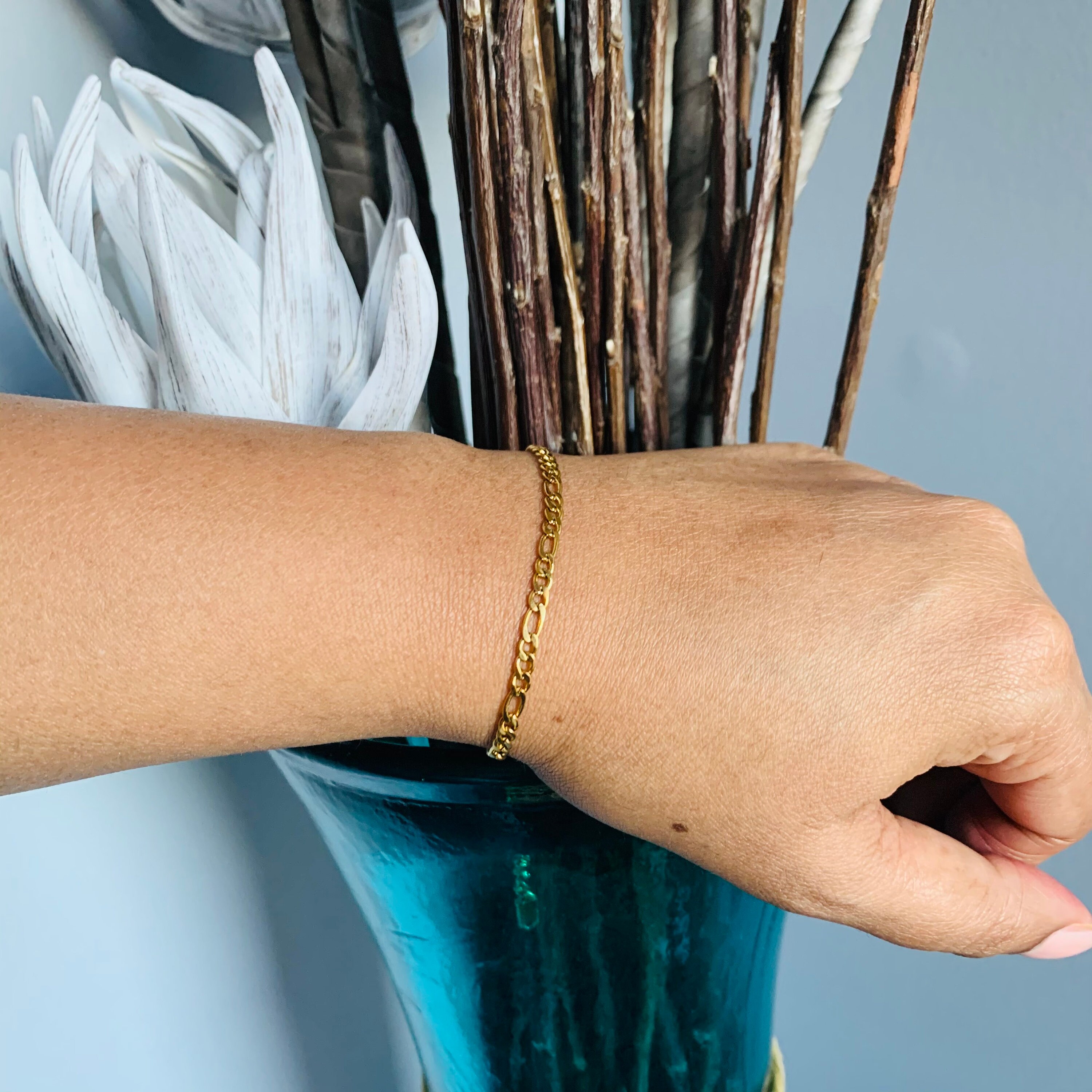 Gold Figaro Bracelet Gold Plated Figaro Bracelet for Women Etsy