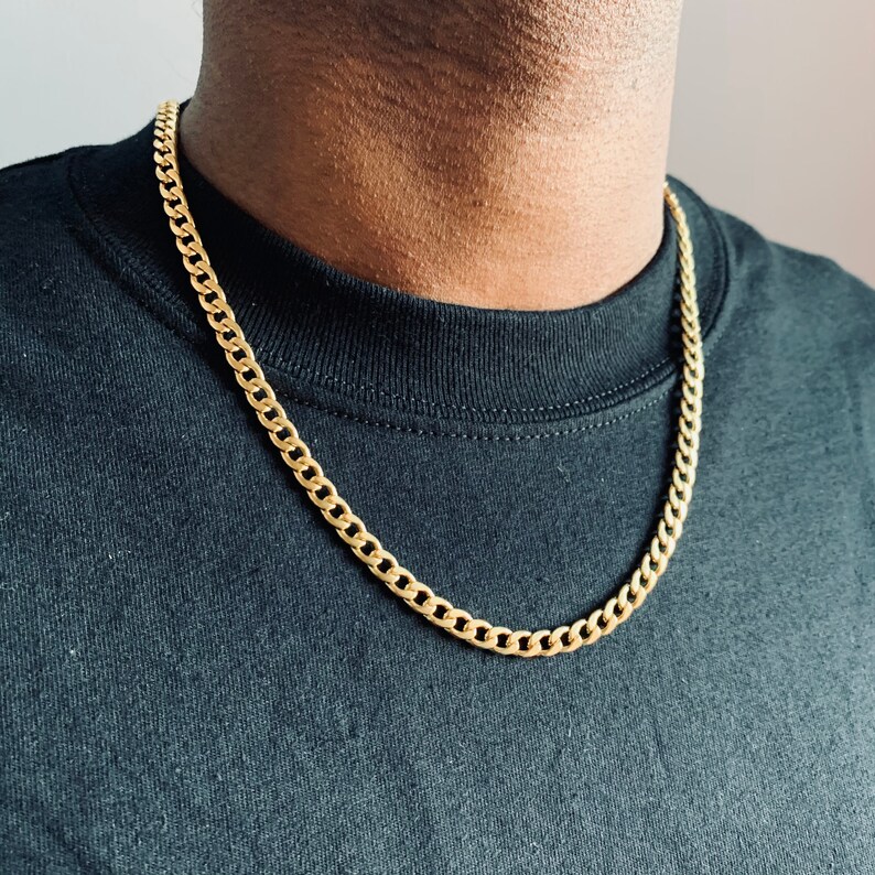 Gold Curb Chain Men's Gold Plated Cuban Chain Necklace Etsy