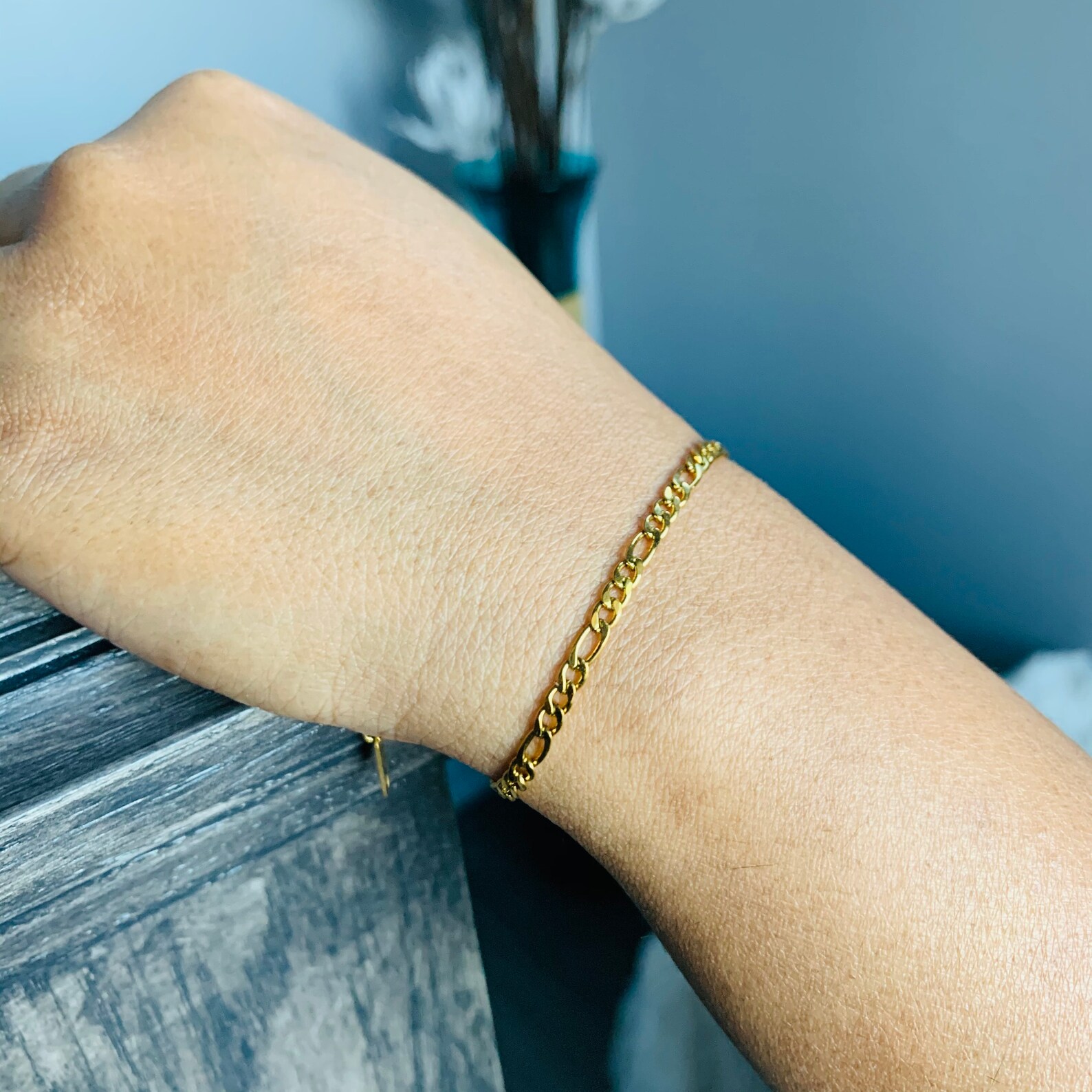 Gold Figaro Bracelet Gold Plated Figaro Bracelet for Women Etsy