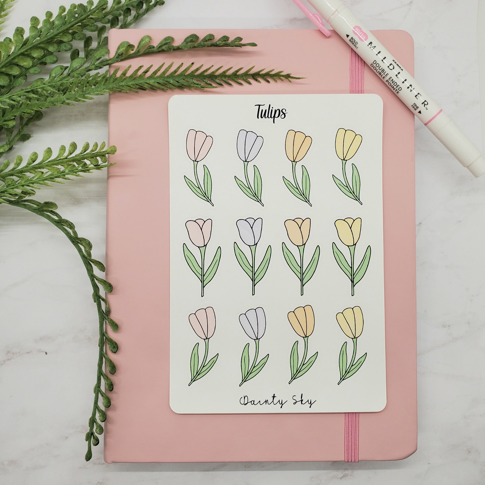 cute pastel tulips bujo stickers bullet journaling stickers etsy