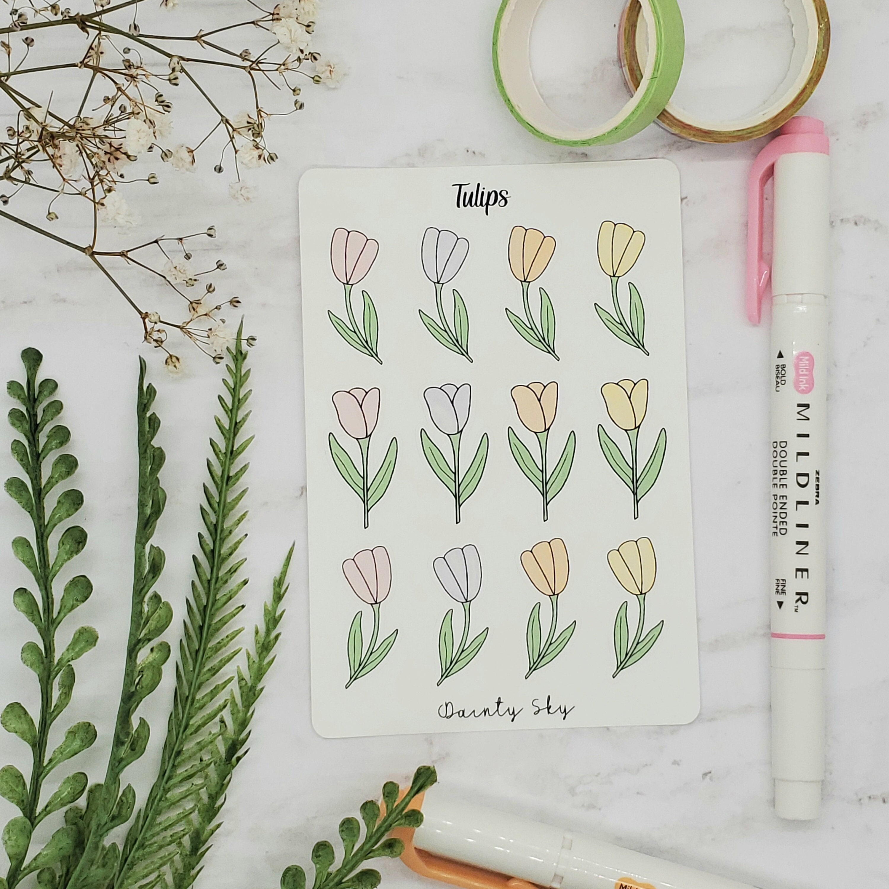 pastel flower stickers bullet journal stickers bujo etsy