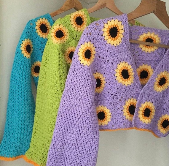 sunflower crochet cardigan