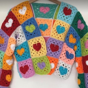 Toadstool Crochet Pattern: Patchwork Heart Cardigan