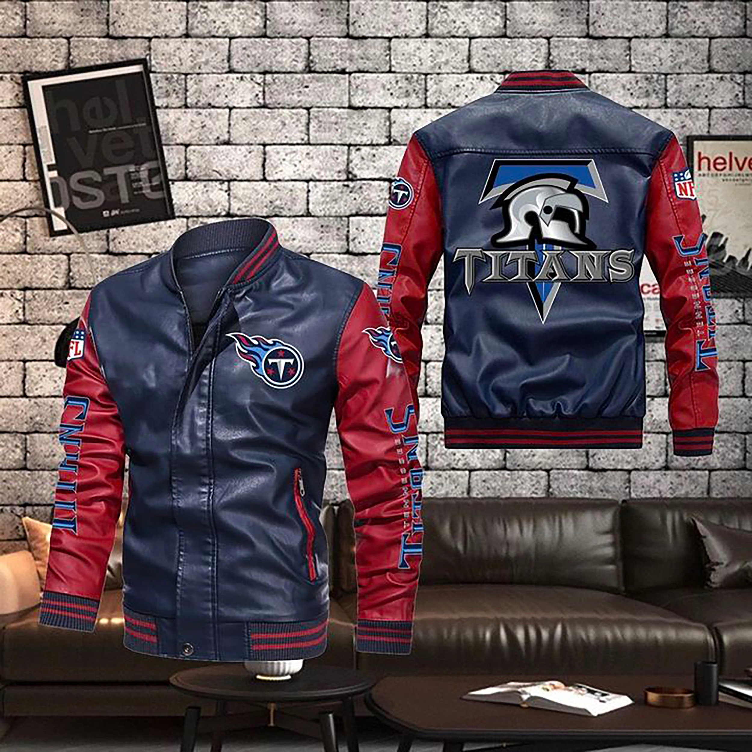 Super Bowl Tennessee Titans NFL Leather Bomber Jacket | Etsy