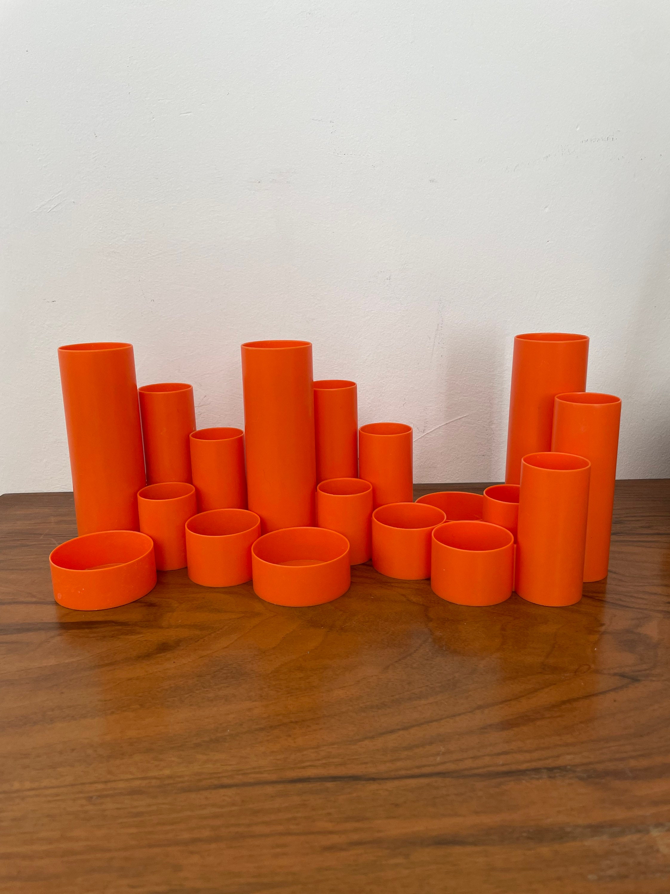 Set de 3 Organisateurs Bureau Penrex Vintage Suisse Années 70 Accessoire Rangement Pot Crayons Orang