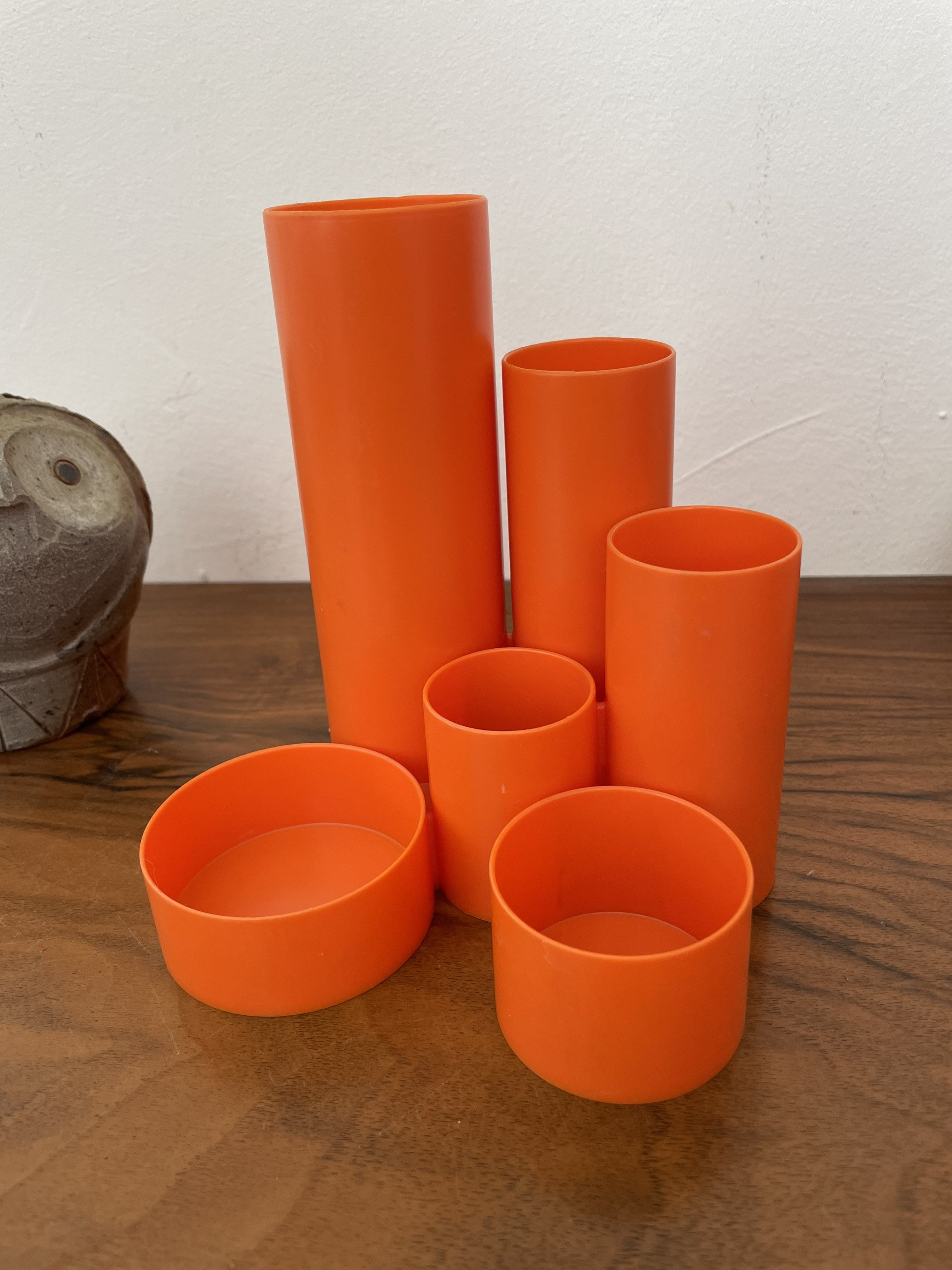 Organisateur de Bureau Penrex Vintage Suisse Années 70 Accessoire Rangement Pot Crayons Orange