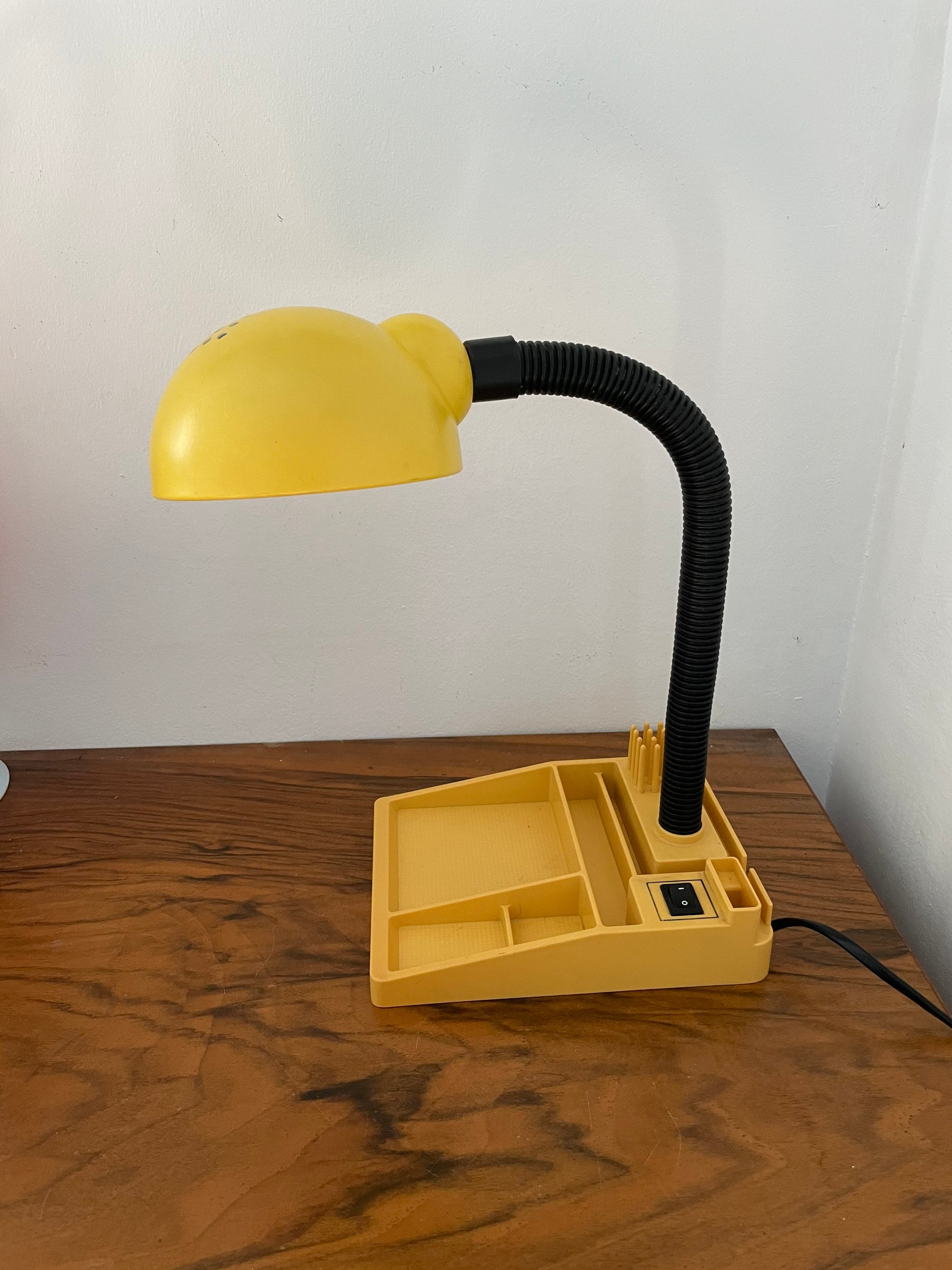 Lampe Organisateur de Bureau Couleur Primaire Jaune Noir Métal Plastique Flexible/Vintage