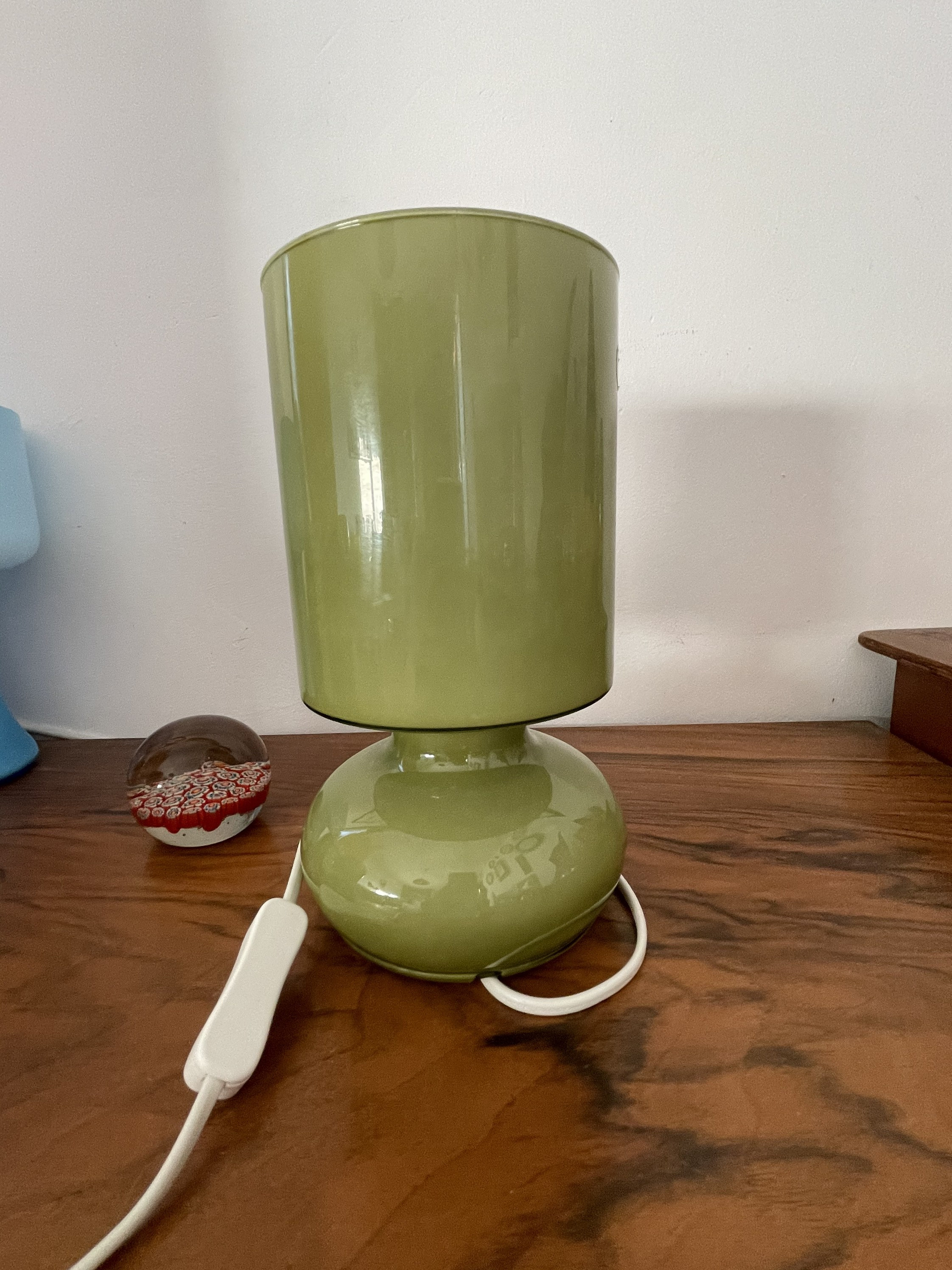 Lampe Lykta Kaki Lime Vert Coloris Rare Vintage Ikea en Verre Fait Main/80's Discontinued Retro Tabl